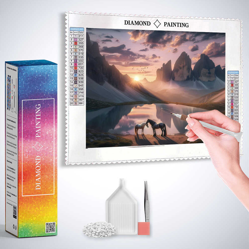 Diamond Painting Landschaft – 40x50 Cm, Mit Runden Steinen, Bastelset
