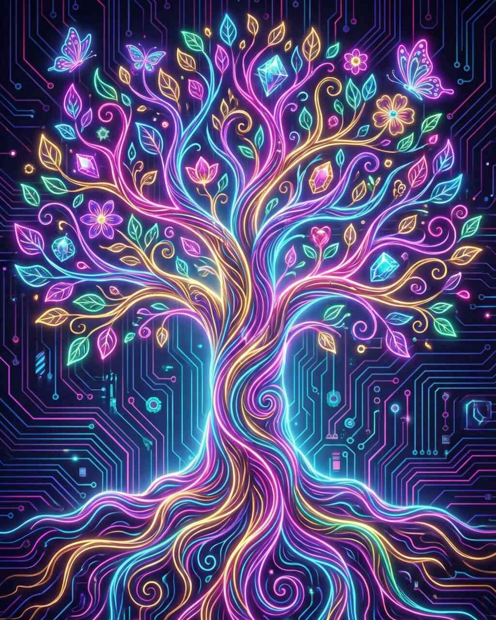 Diamond Painting - Leuchtender Lebensbaum der Zukunft