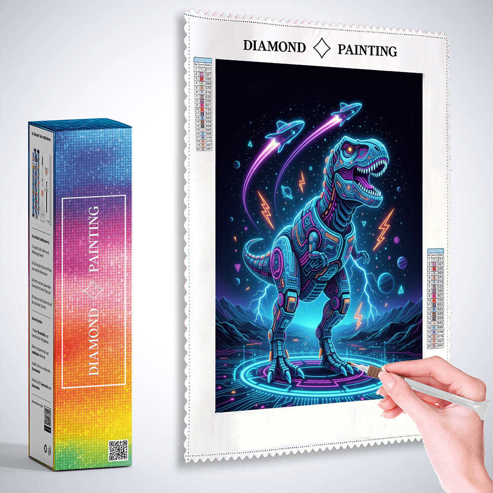 Diamond Painting - Neon Rex, Zukunft der Giganten