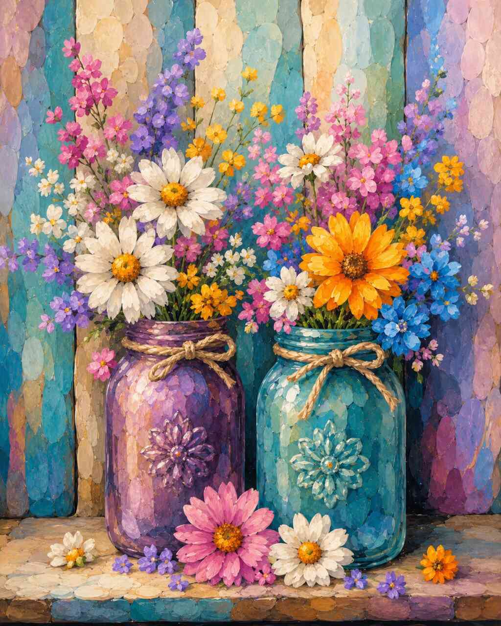 Diamond Painting - Farbenfroher Blumengruß
