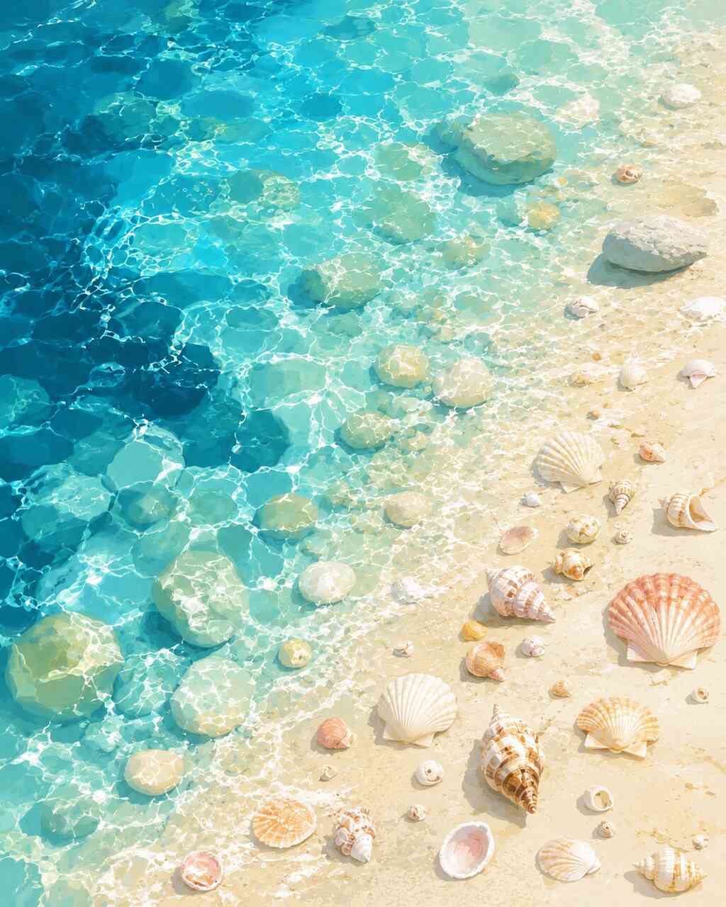 Diamond Painting - Muscheln im Sonnenlicht