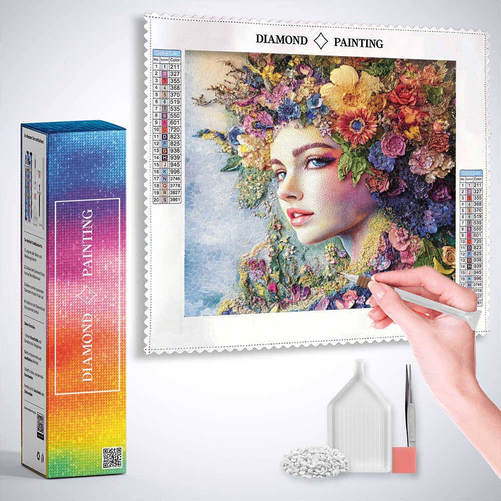 Diamond Painting - Florales Erwachen, Junge Frau