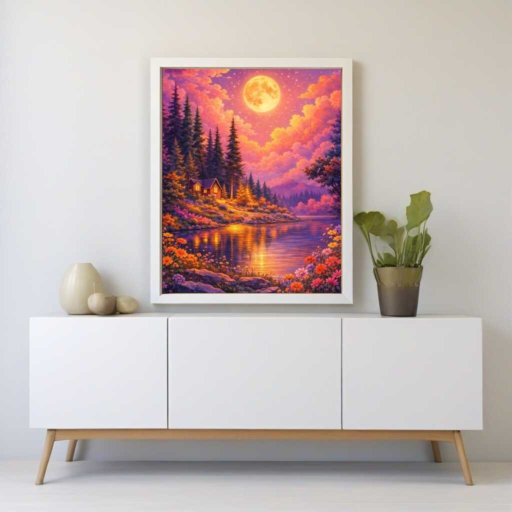 Diamond Painting - Magische Mondnacht am See