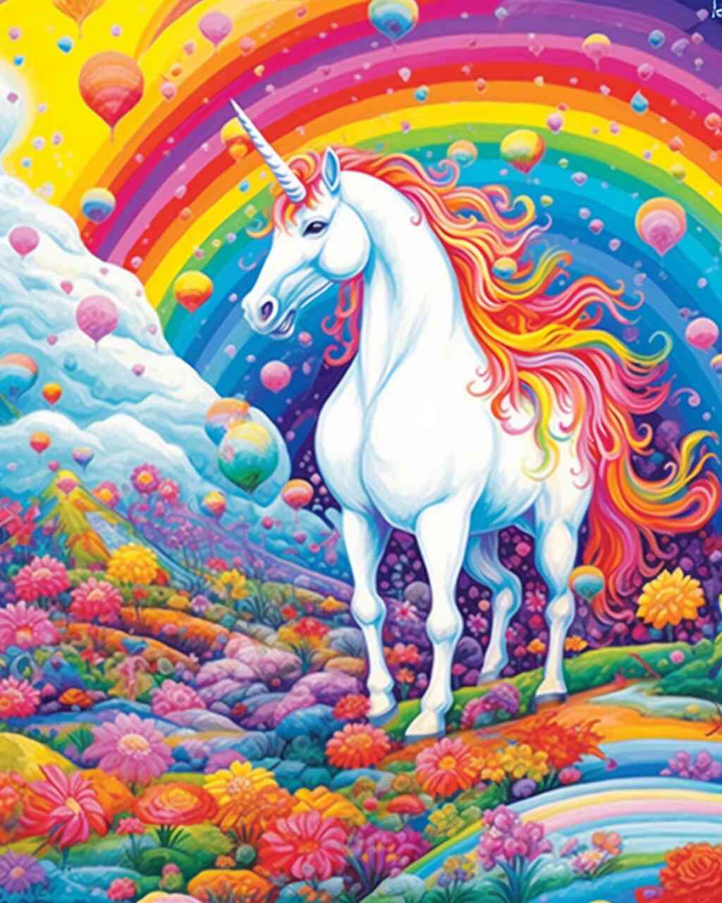 Diamond Painting - Farbenrausch der Fantasie, Einhornregenbogen