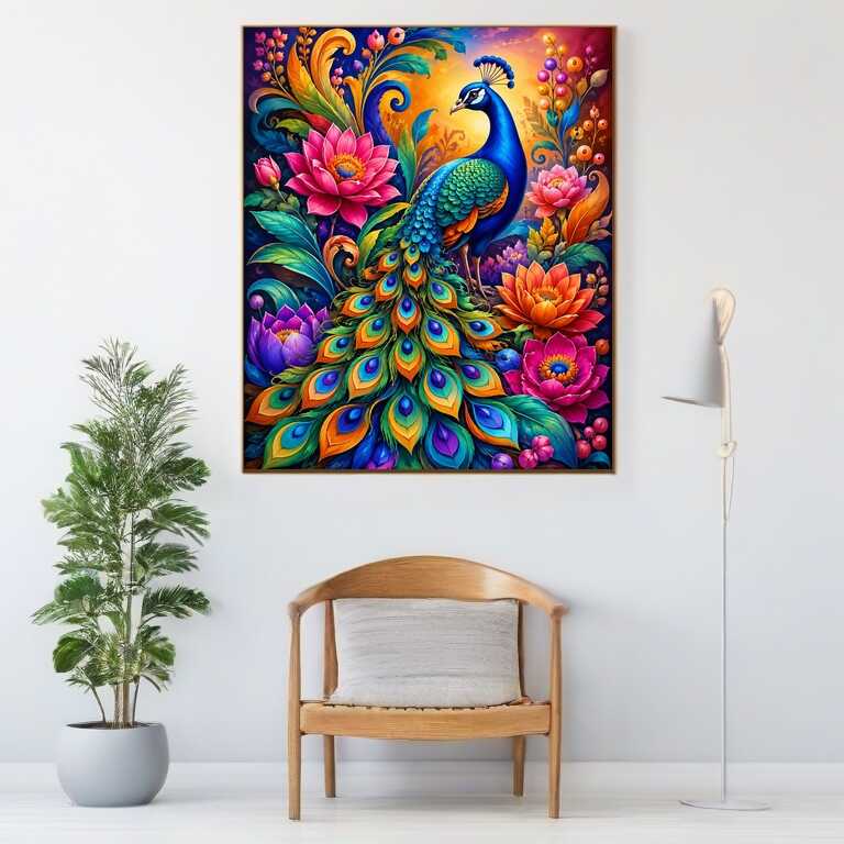 Diamond Painting - Pfauenzauber im Farbenmeer