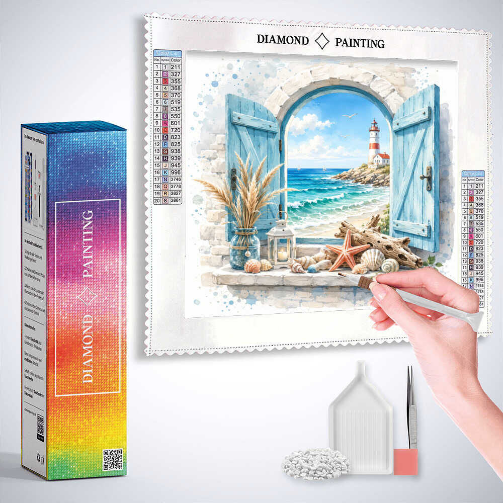 Diamond Painting - Fenster zum Mittelmeertraum