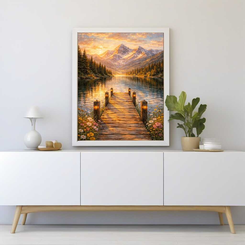 Diamond Painting - Goldene Stille am See