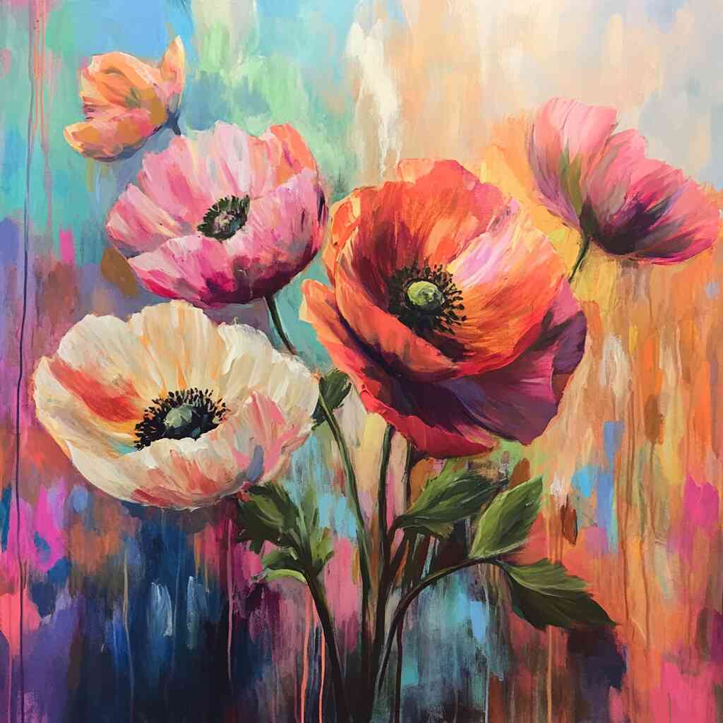 Diamond Painting - Blütenpoesie im Farbenrausch