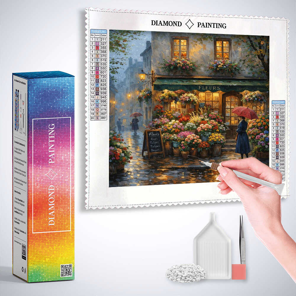 Diamond Painting - Blütenzauber im Regen