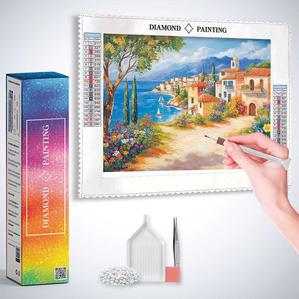 Diamond Painting - Mediterrane Idylle, malerische Landschaft