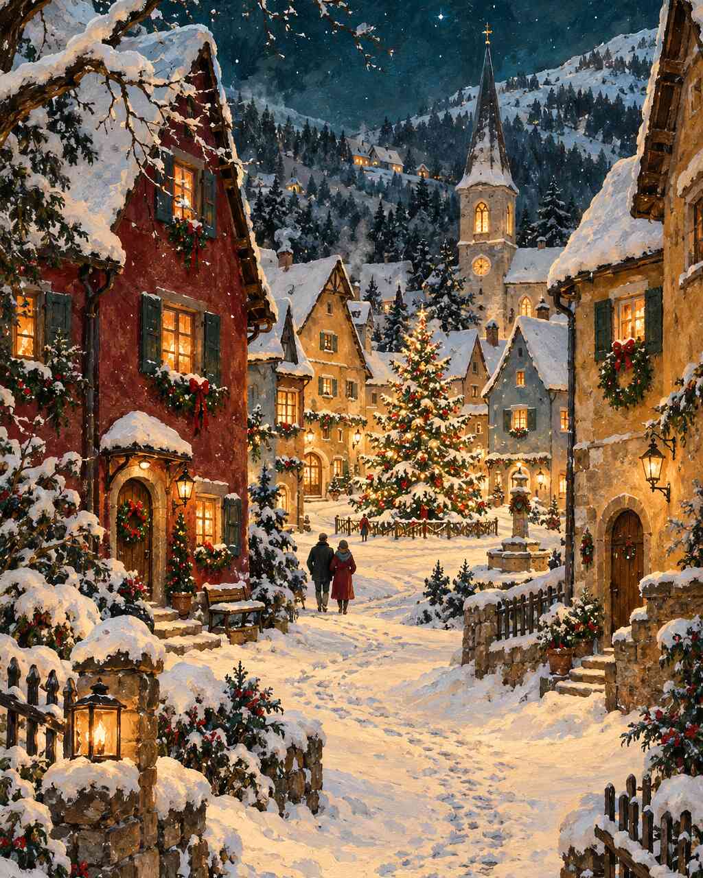 Diamond Painting - Winterlicher Zauber im Dorf
