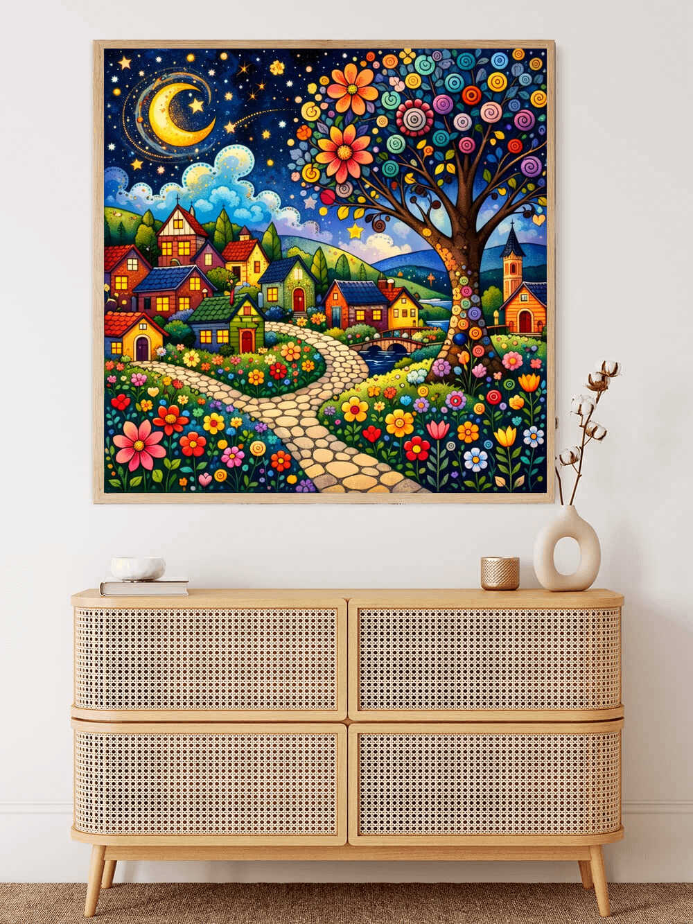 Diamond Painting - Märchenhafte Nacht im Blumendorf