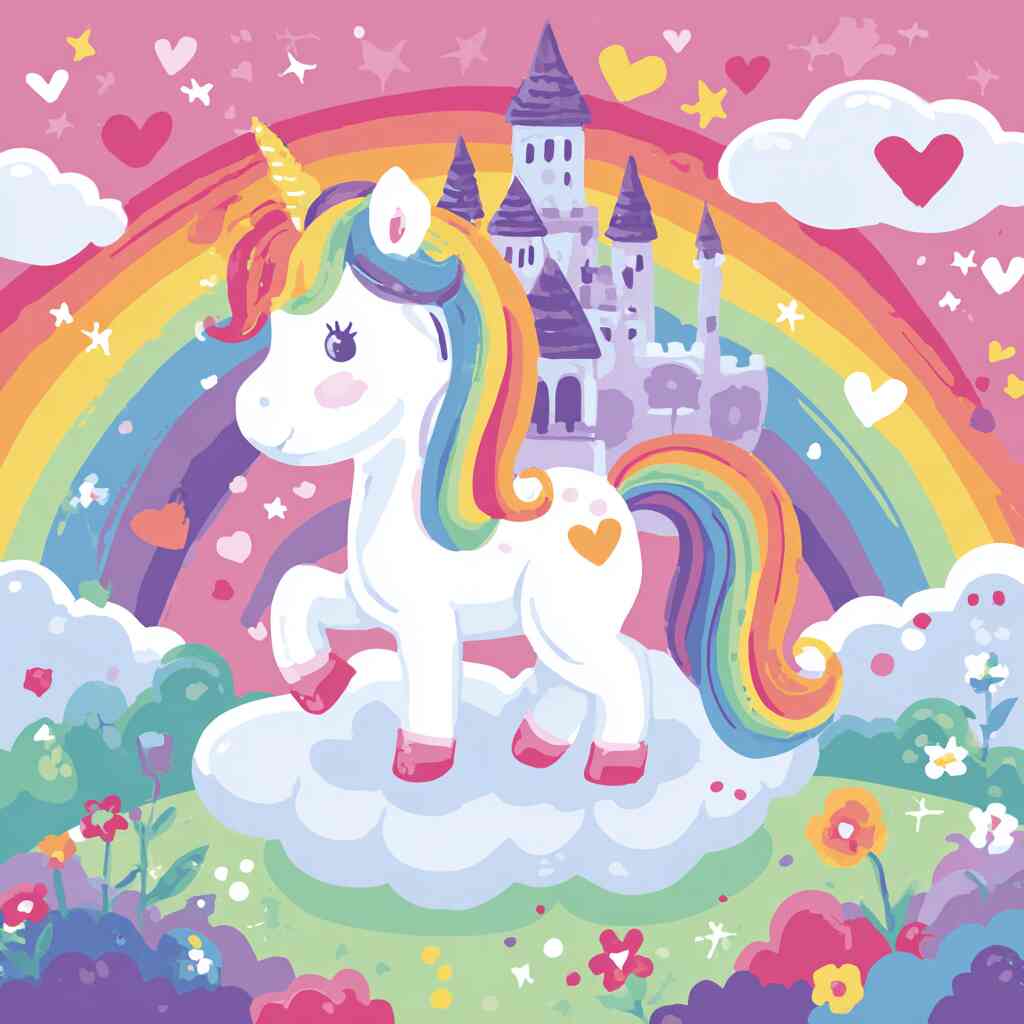 Diamond Painting - Einhornzauber über dem Regenbogenland