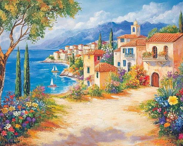 Diamond Painting - Mediterrane Idylle, malerische Landschaft