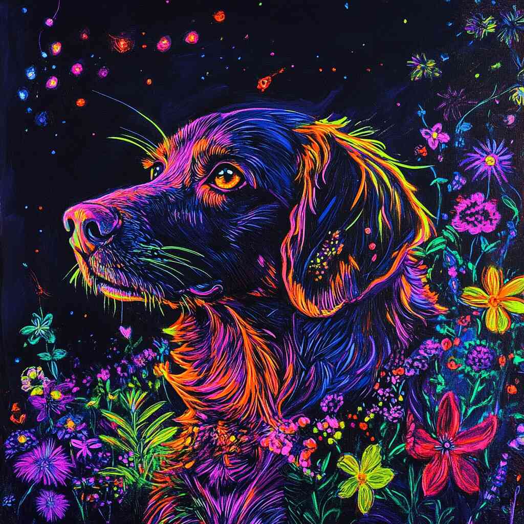 Diamond Painting - Leuchtende Träume, Hund