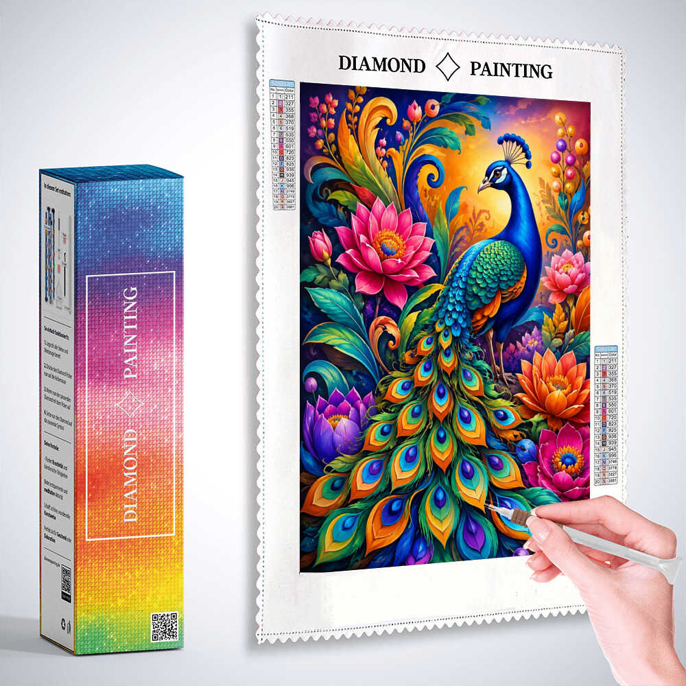 Diamond Painting - Pfauenzauber im Farbenmeer