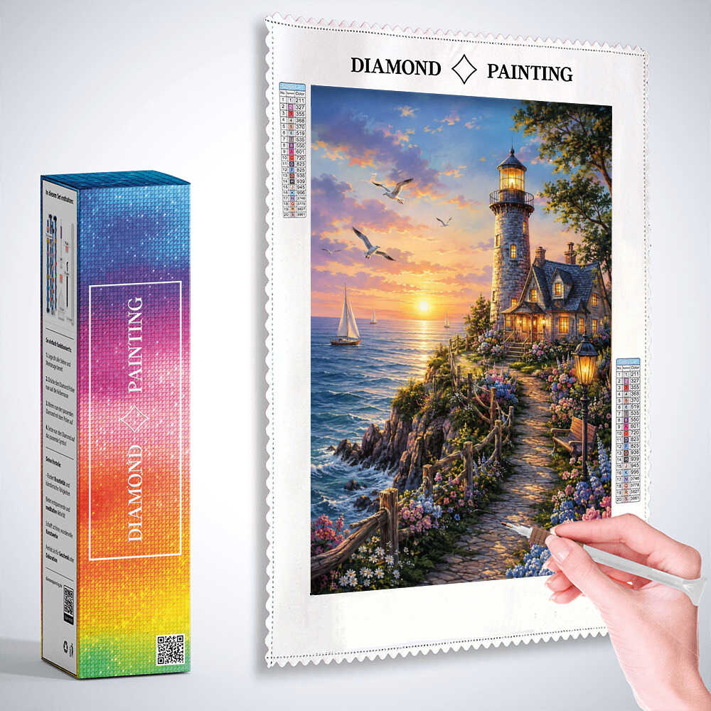 Diamond Painting - Leuchtturm der Abendträume