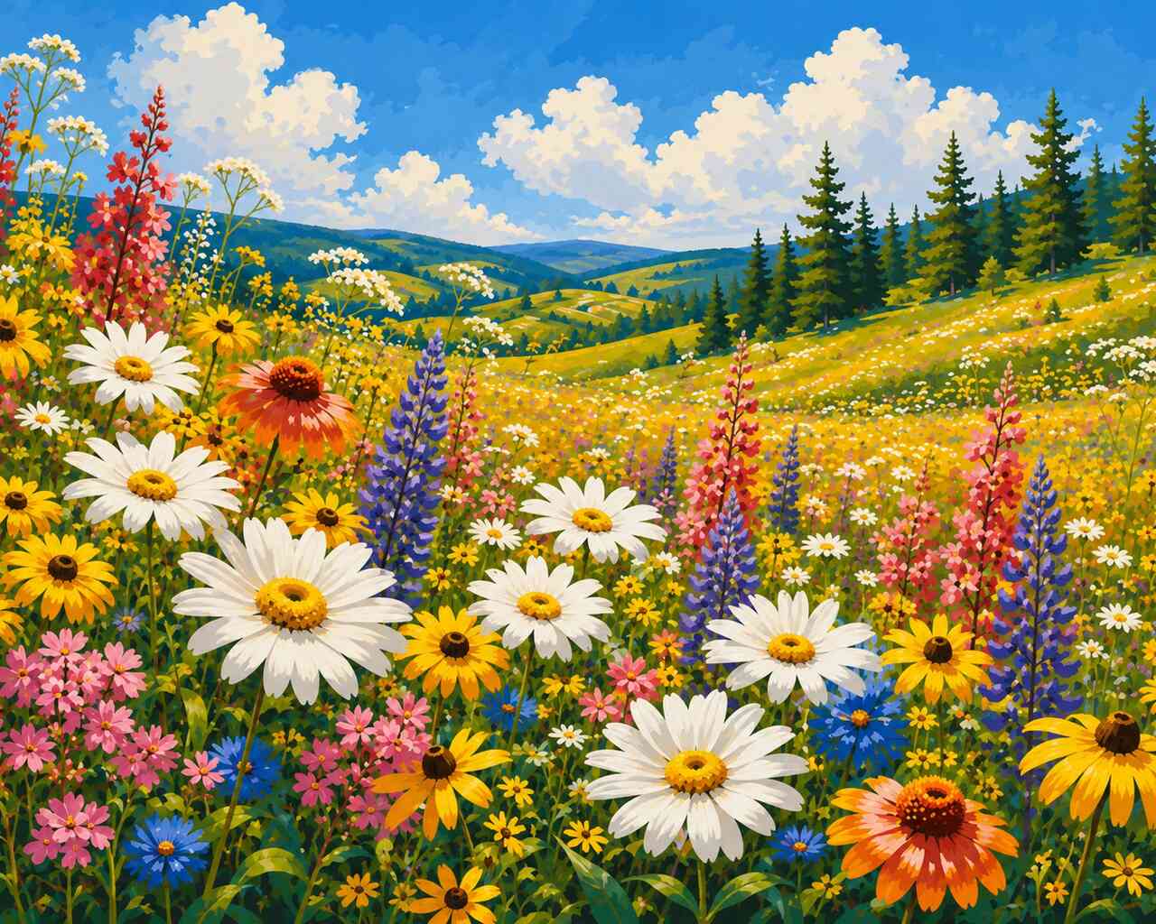 Diamond Painting - Blütenzauber: Sommerwiese in voller Pracht
