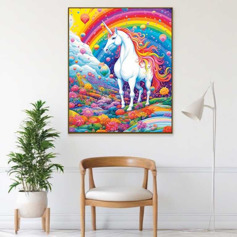 Diamond Painting - Farbenrausch der Fantasie, Einhornregenbogen