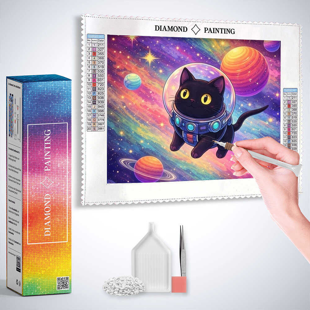 Diamond Painting - Galaktische Abenteuerlust, Katze