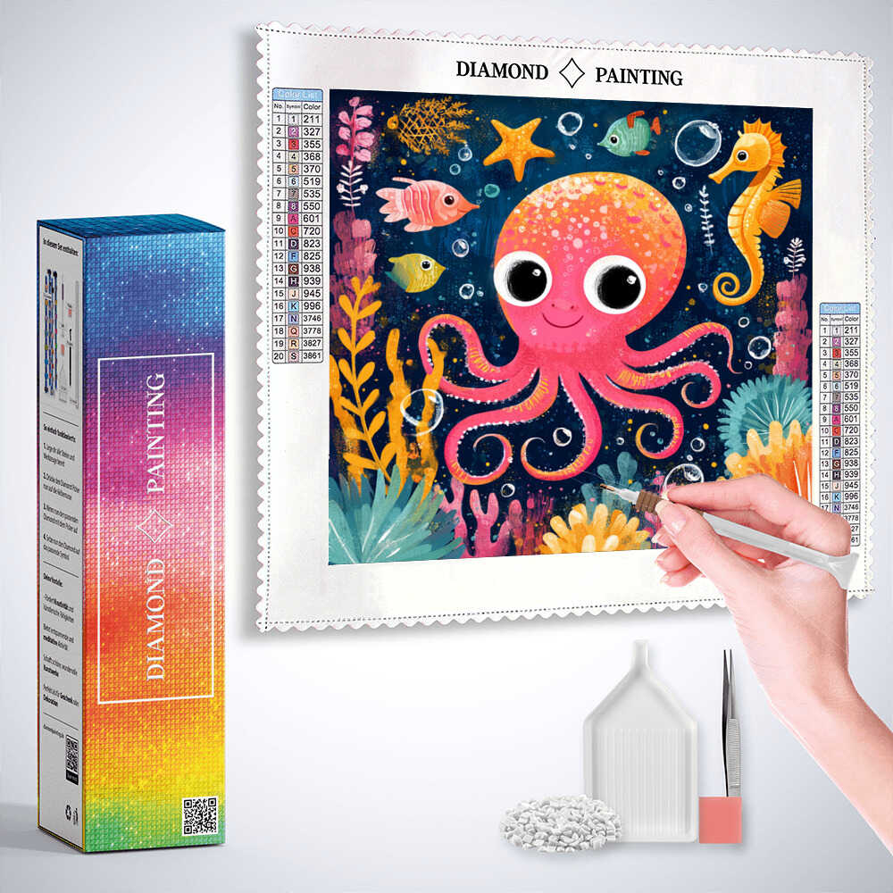 Diamond Painting - Ozeanzauber: Die fröhliche Welt des kleinen Oktopus