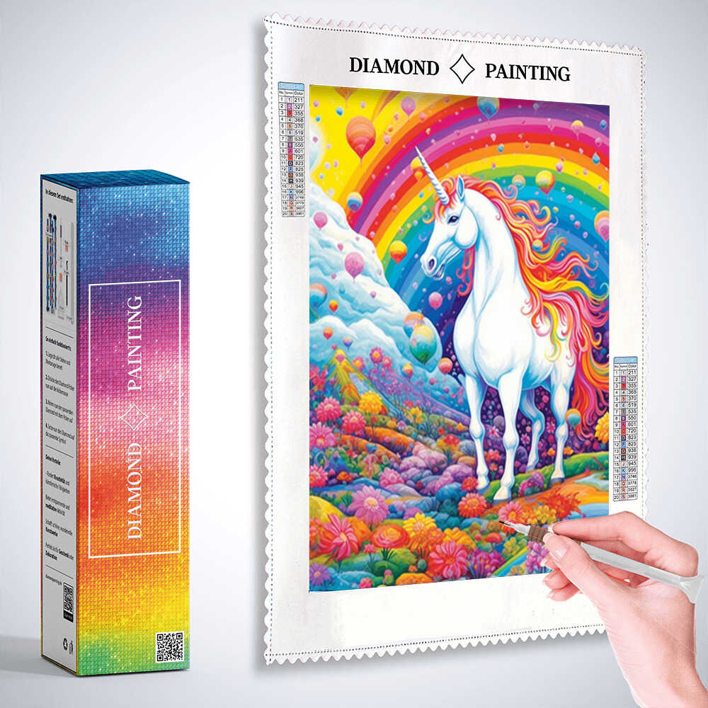 Diamond Painting - Farbenrausch der Fantasie, Einhornregenbogen