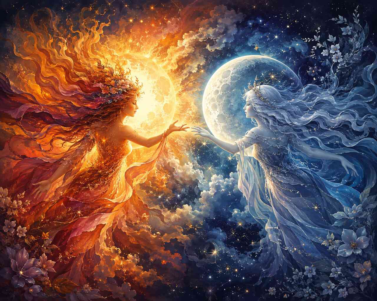 Diamond Painting - Sonnenkuss und Mondglanz