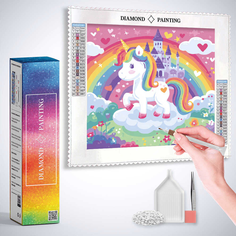 Diamond Painting - Einhornzauber über dem Regenbogenland
