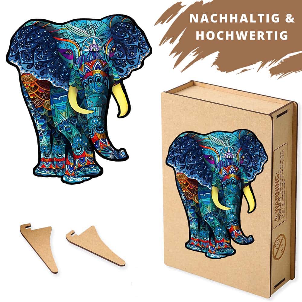 Holzpuzzle - Elefant, Gleichschritt