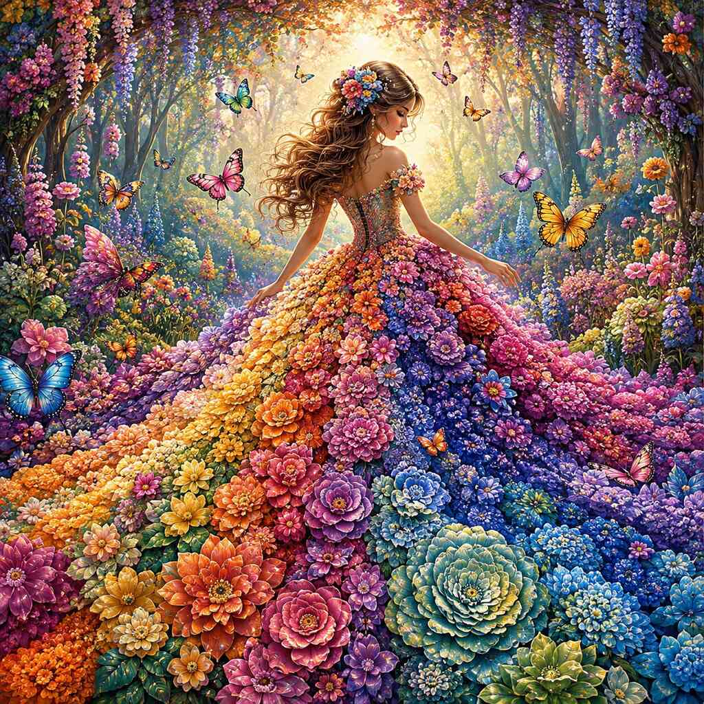 Diamond Painting - Königin des Blütentanzes