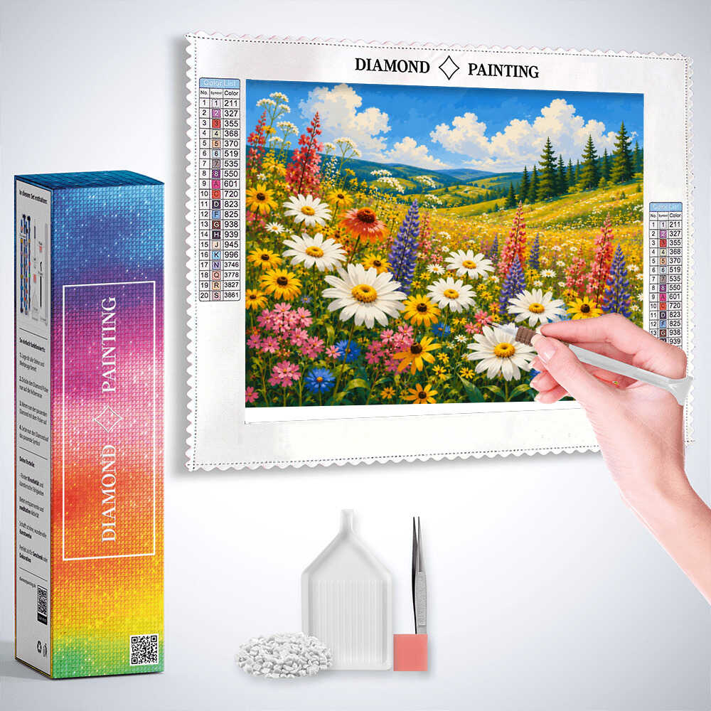 Diamond Painting - Blütenzauber: Sommerwiese in voller Pracht