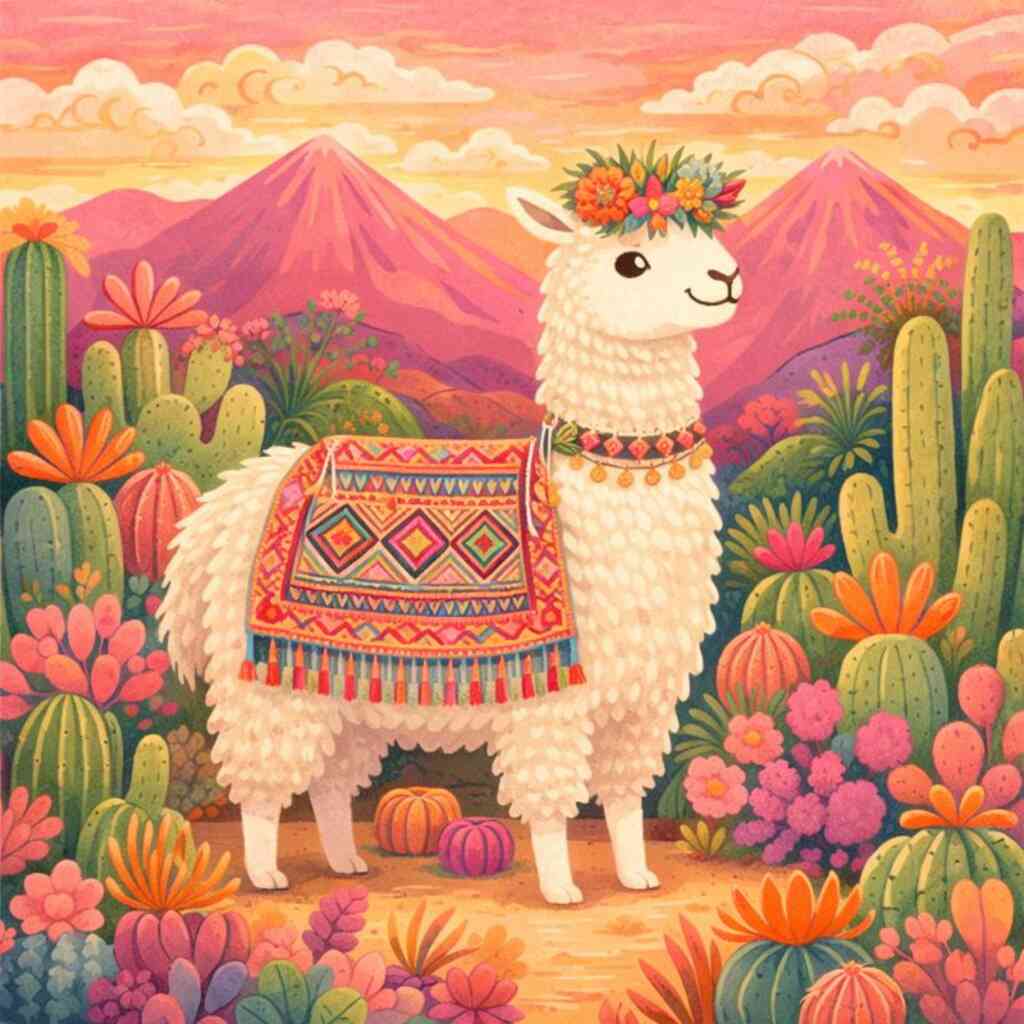 Diamond Painting - Lama Zauber im Sonnenuntergang