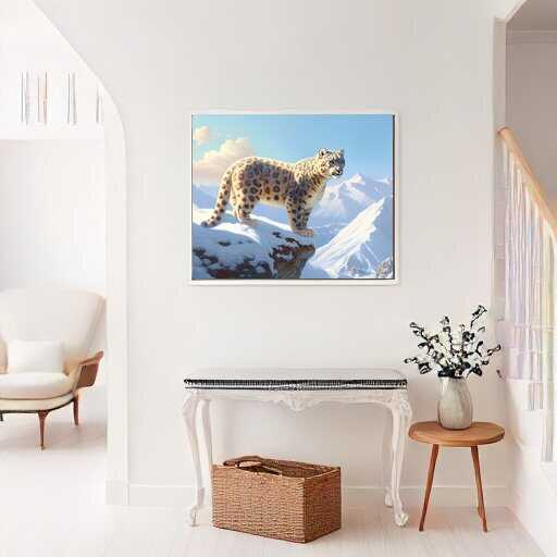 Diamond Painting - Gipfelwächter in Stille, Schneeleopard