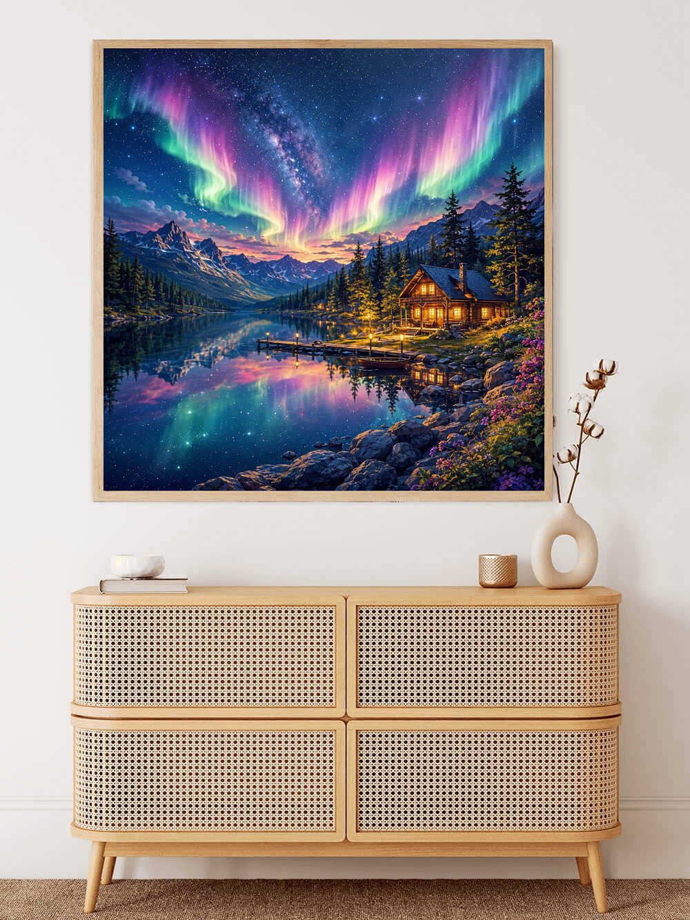 Diamond Painting - Magische Nordlichter über dem See