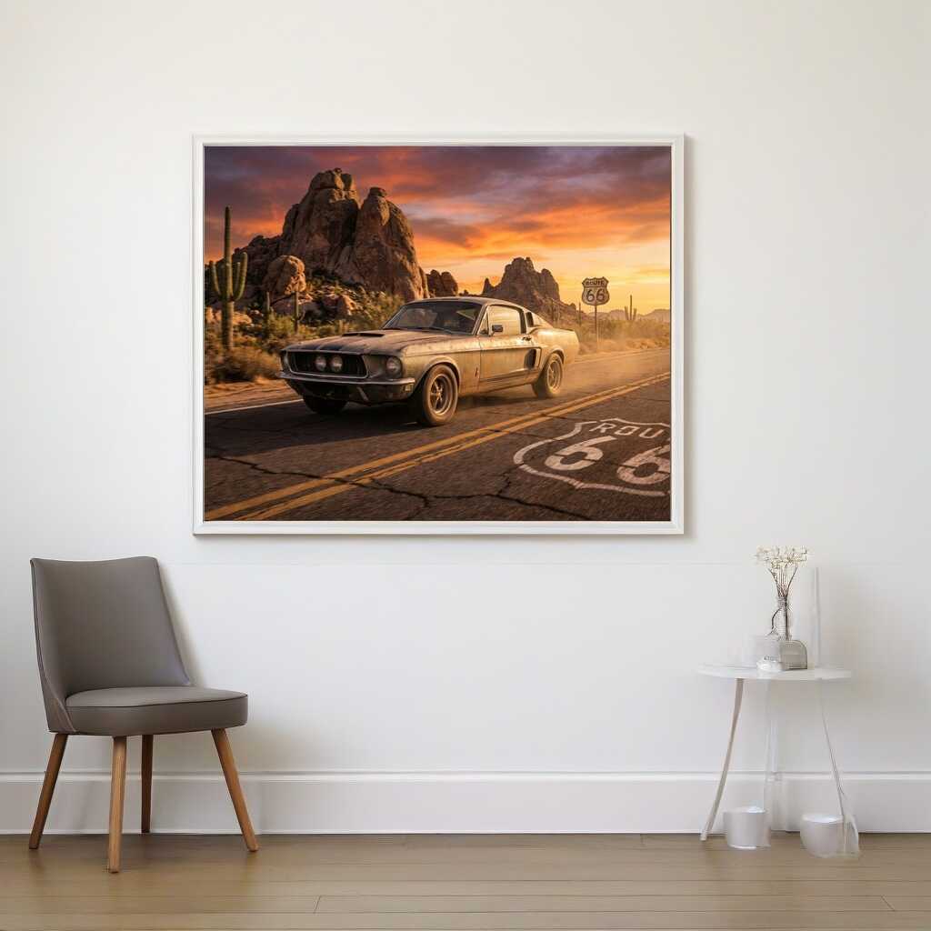 Diamond Painting - Route 66, Freiheit im Sonnenuntergang