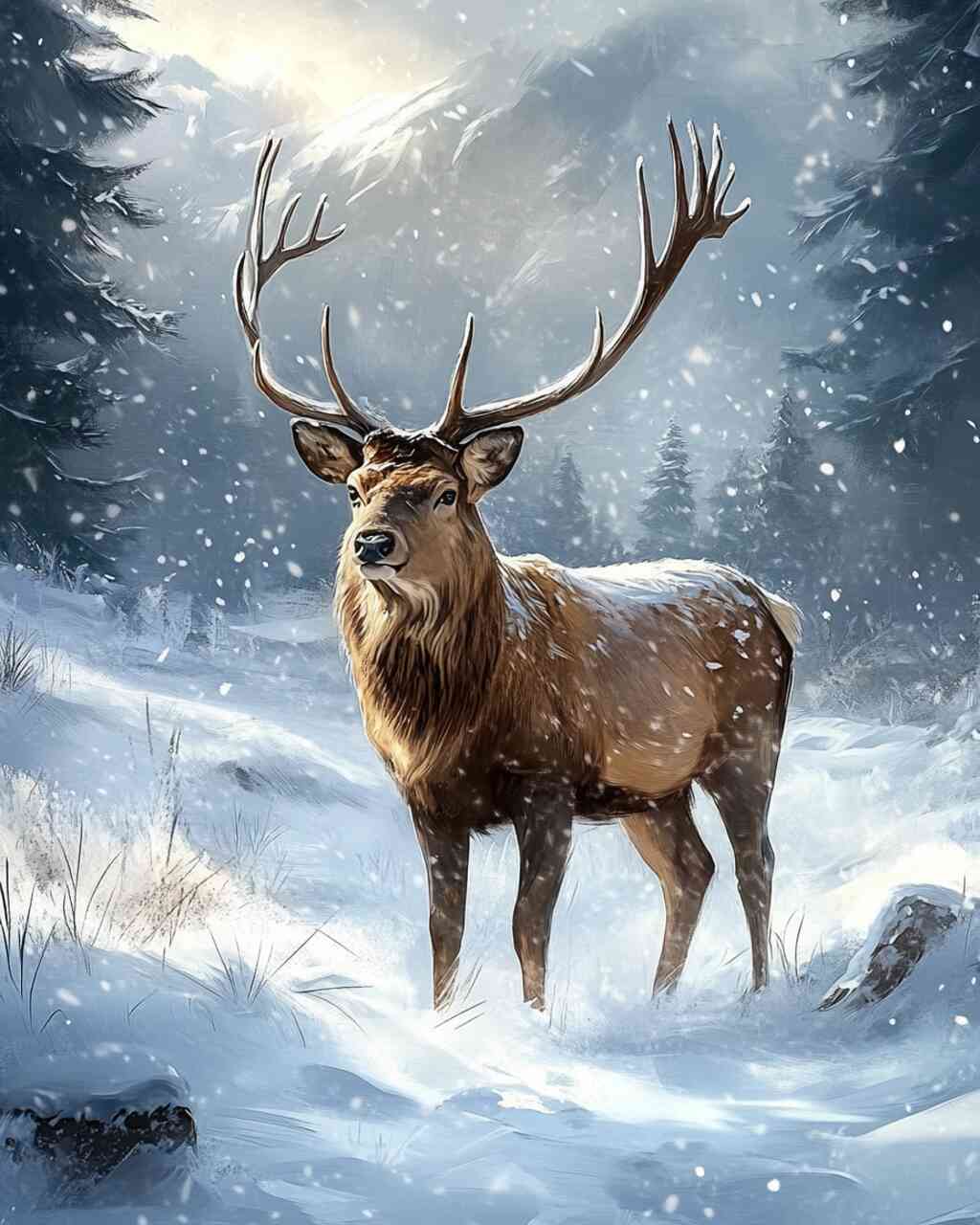 Diamond Painting - Hirsch im Schnee