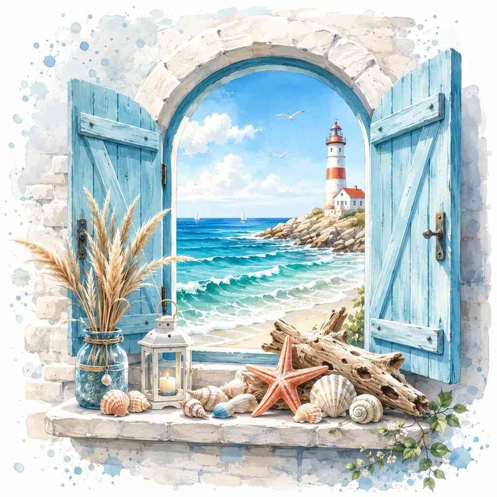 Diamond Painting - Fenster zum Mittelmeertraum