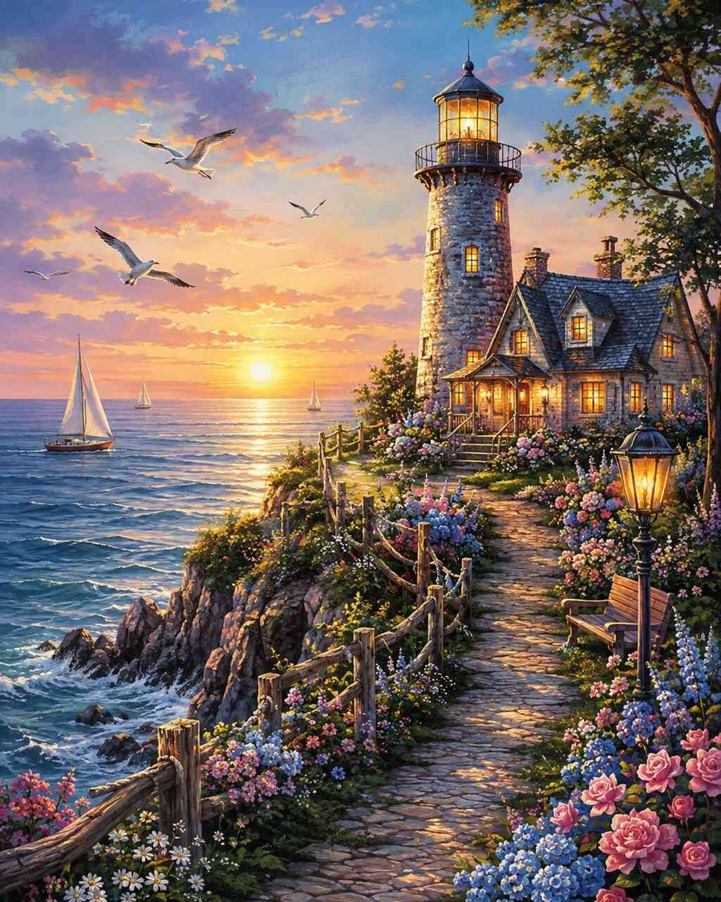 Diamond Painting - Leuchtturm der Abendträume