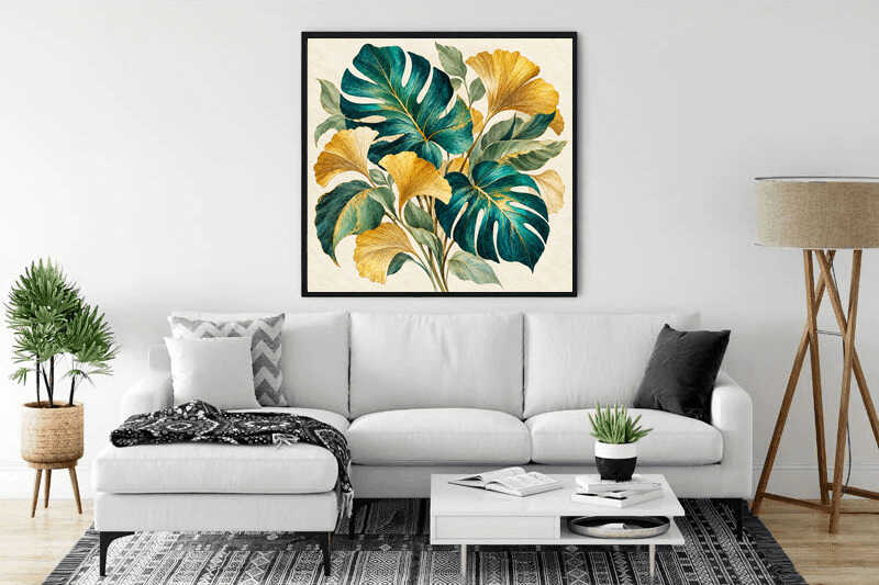 Diamond Painting - Abstrakte Ginkgo Blätter Strauß