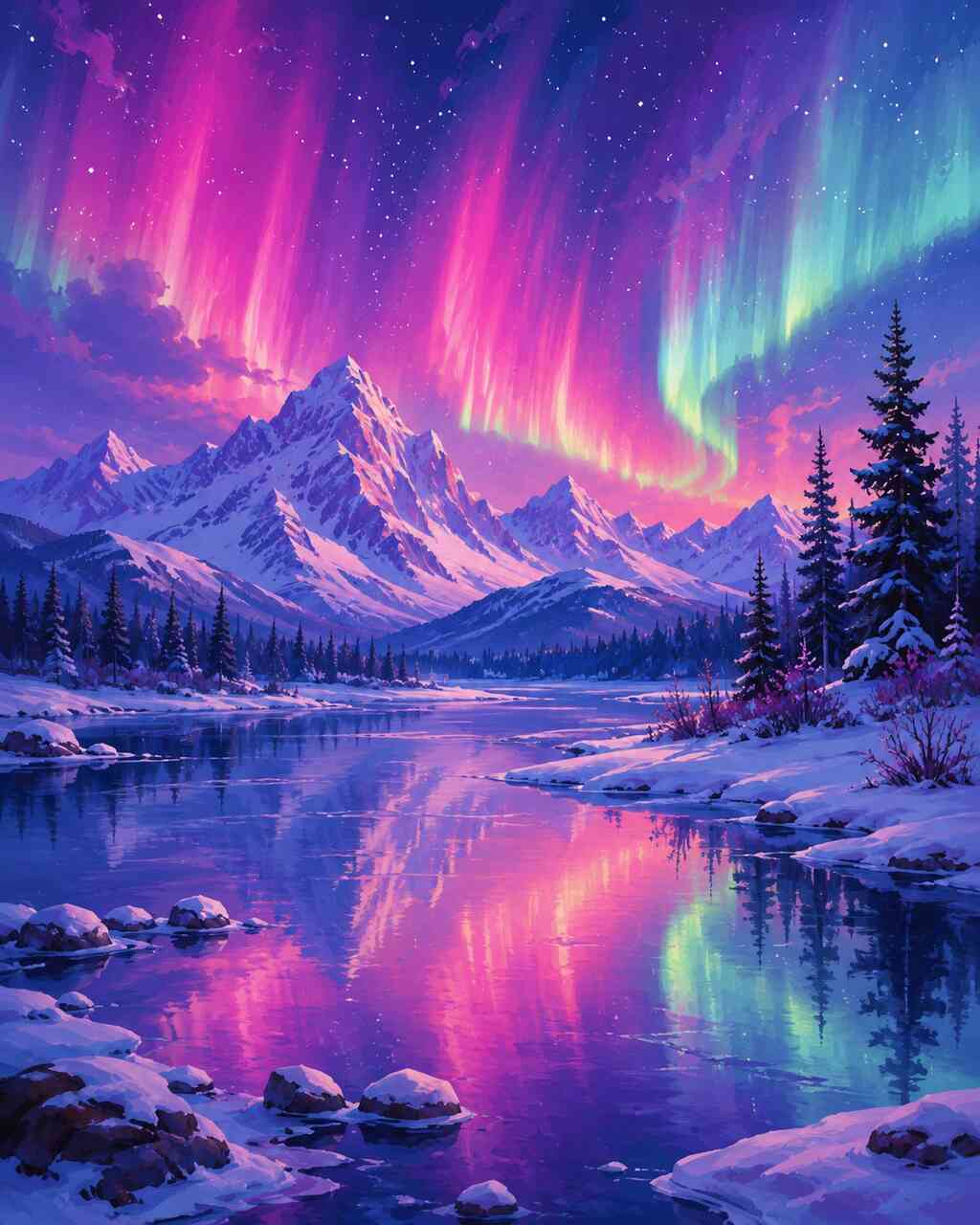 Diamond Painting - Tanz der Polarlichter