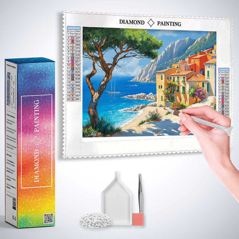 Diamond Painting - Mediterrane Idylle mit Blumenpfad