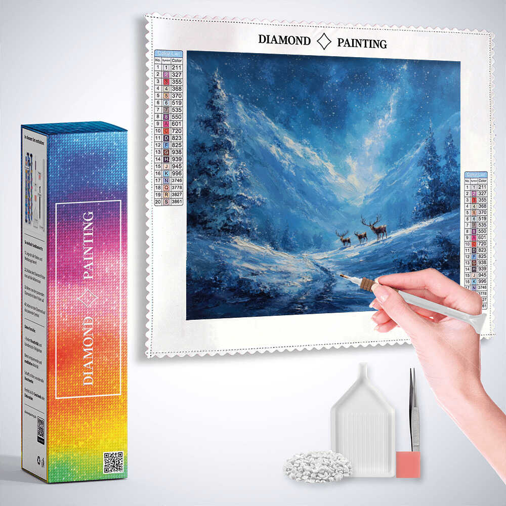 Diamond Painting - Winterzauber der Stille, in blau