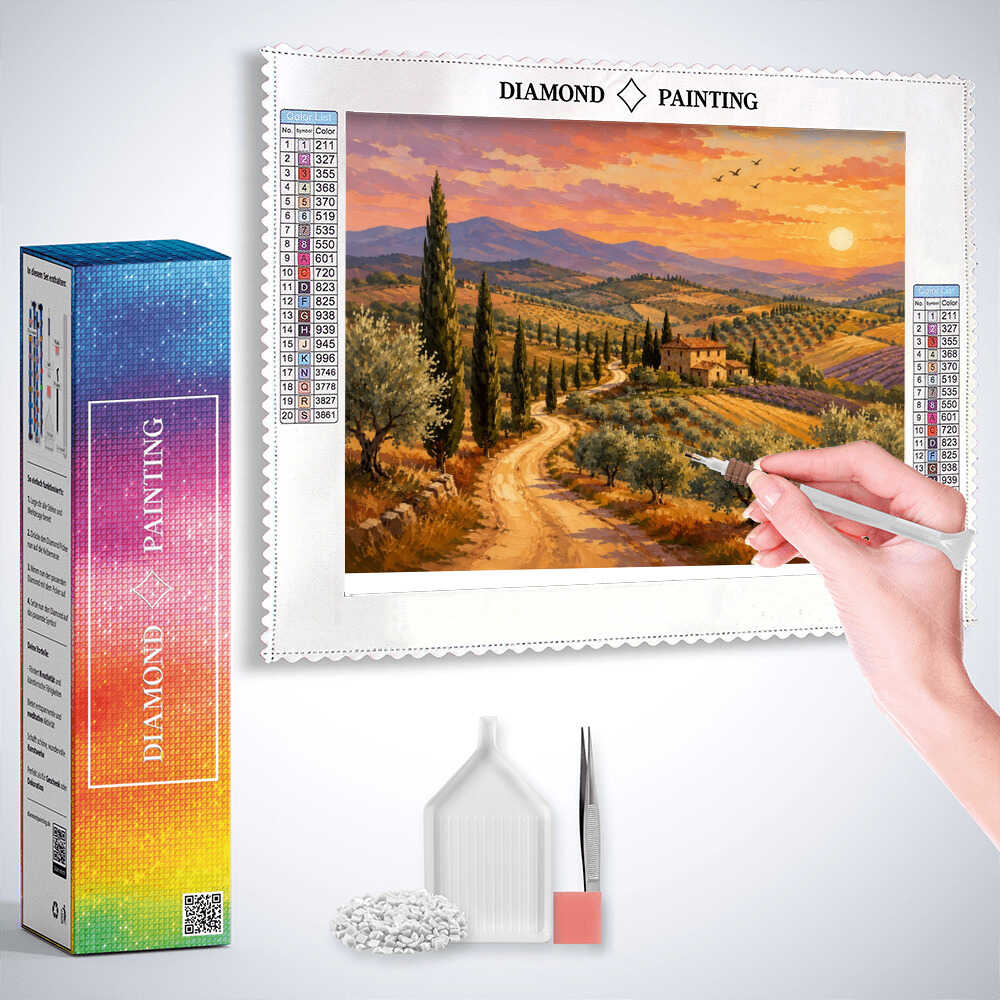 Diamond Painting - Toskana im goldenen Licht