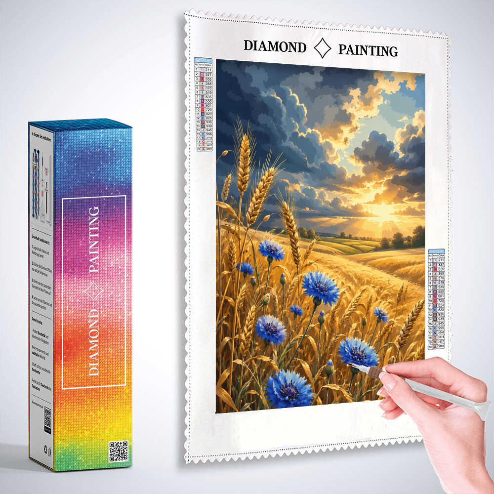 Diamond Painting - Kornblumenpoesie im Licht des Abends