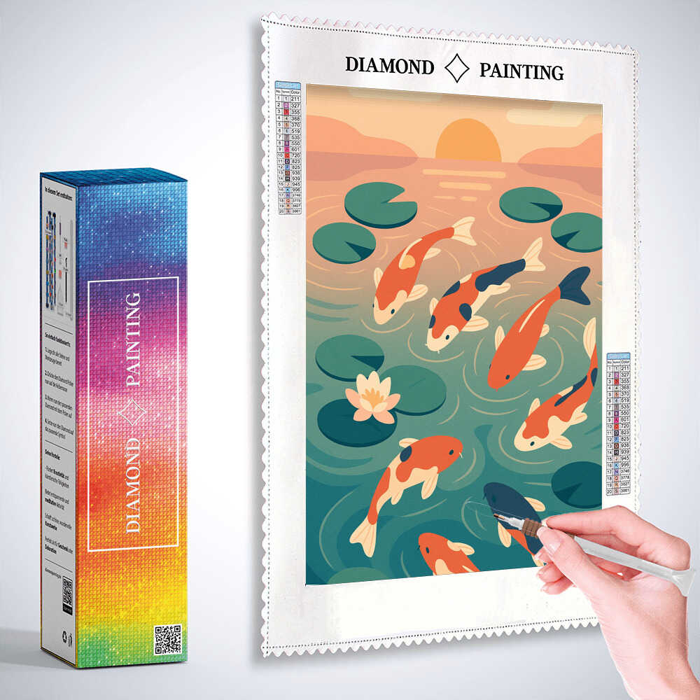 Diamond Painting - **Koi-Träume bei Sonnenuntergang**