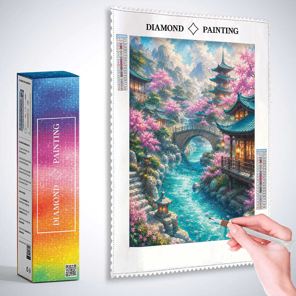 Diamond Painting - Frühlingszauber im Kirschblütental