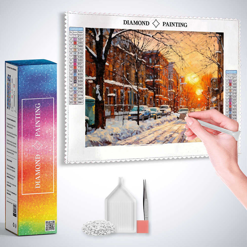 Diamond Painting - Winterglanz in der Abenddämmerung