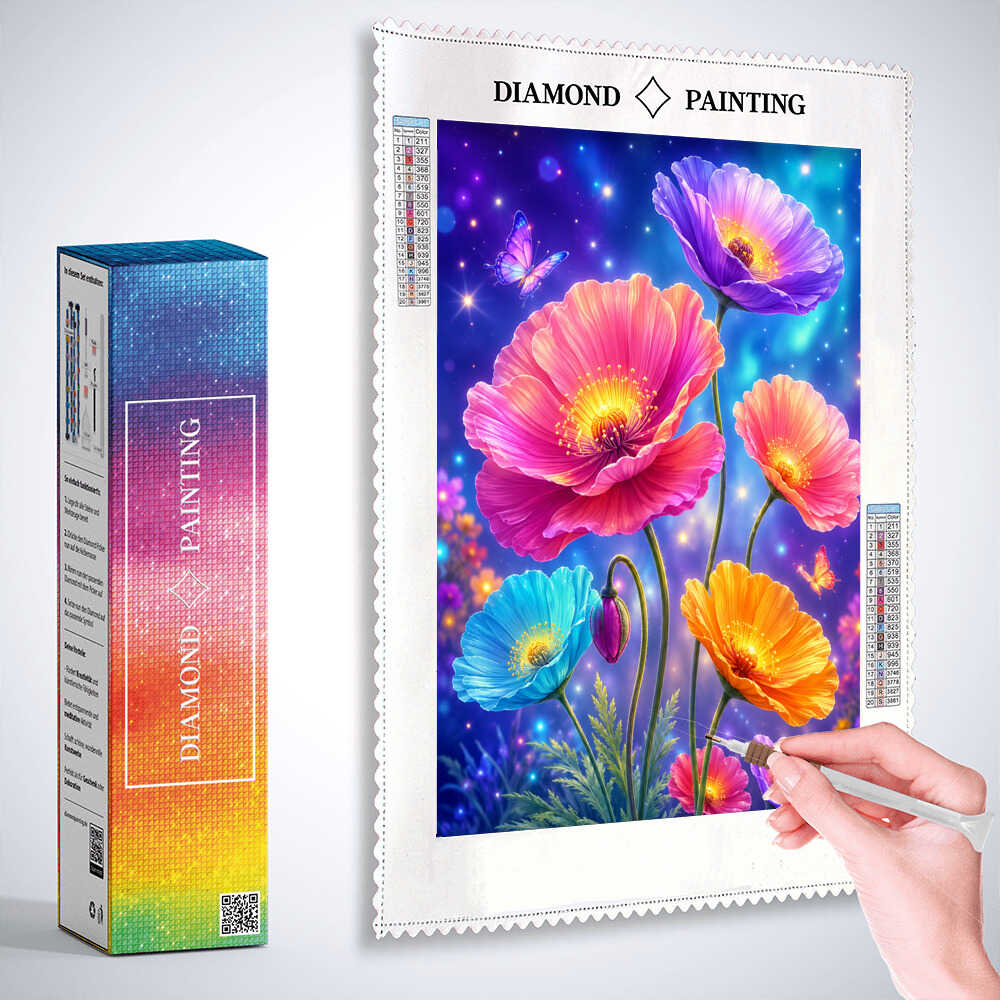 Diamond Painting - Magischer Neon Blütentraum
