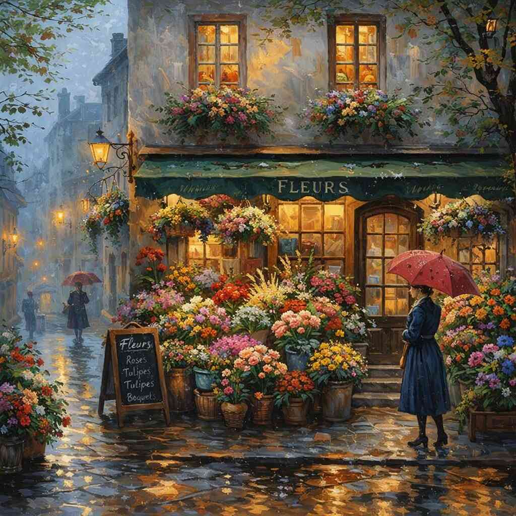 Diamond Painting - Blütenzauber im Regen