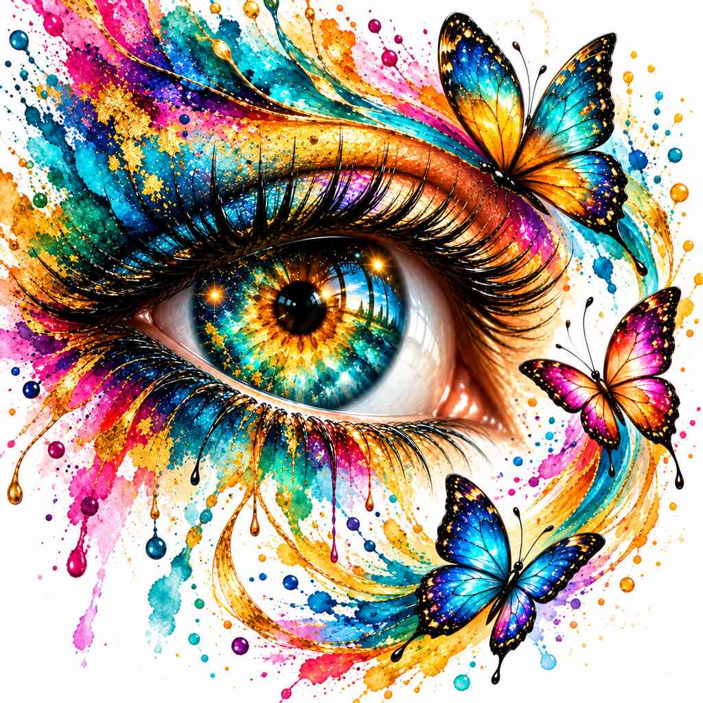 Diamond Painting - bunte Schmetterlinge, Auge